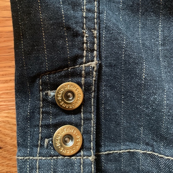 DKNY Jeans Jean Jacket with Gold Stripe Threading - Picture 2 of 4
